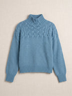 Kabelryn Cable Knit High Neck Jumper – Women Chunky Knit Turtleneck Sweater Ladies Oversized Pullover
