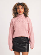 Kabelryn Cable Knit High Neck Jumper – Women Chunky Knit Turtleneck Sweater Ladies Oversized Pullover