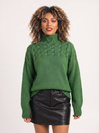 Kabelryn Cable Knit High Neck Jumper – Women Chunky Knit Turtleneck Sweater Ladies Oversized Pullover