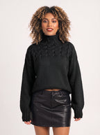 Kabelryn Cable Knit High Neck Jumper – Women Chunky Knit Turtleneck Sweater Ladies Oversized Pullover