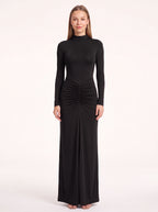 Ruschelle High Neck Maxi Dress – Long Sleeve Bodycon Evening Women Formal Wedding Guest Party Maxi Dress