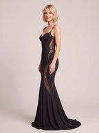 Lacenth Lace Panel Fitted Maxi Dress – Evening Dresses England Women Formal Party Fishtail Maxi Dress