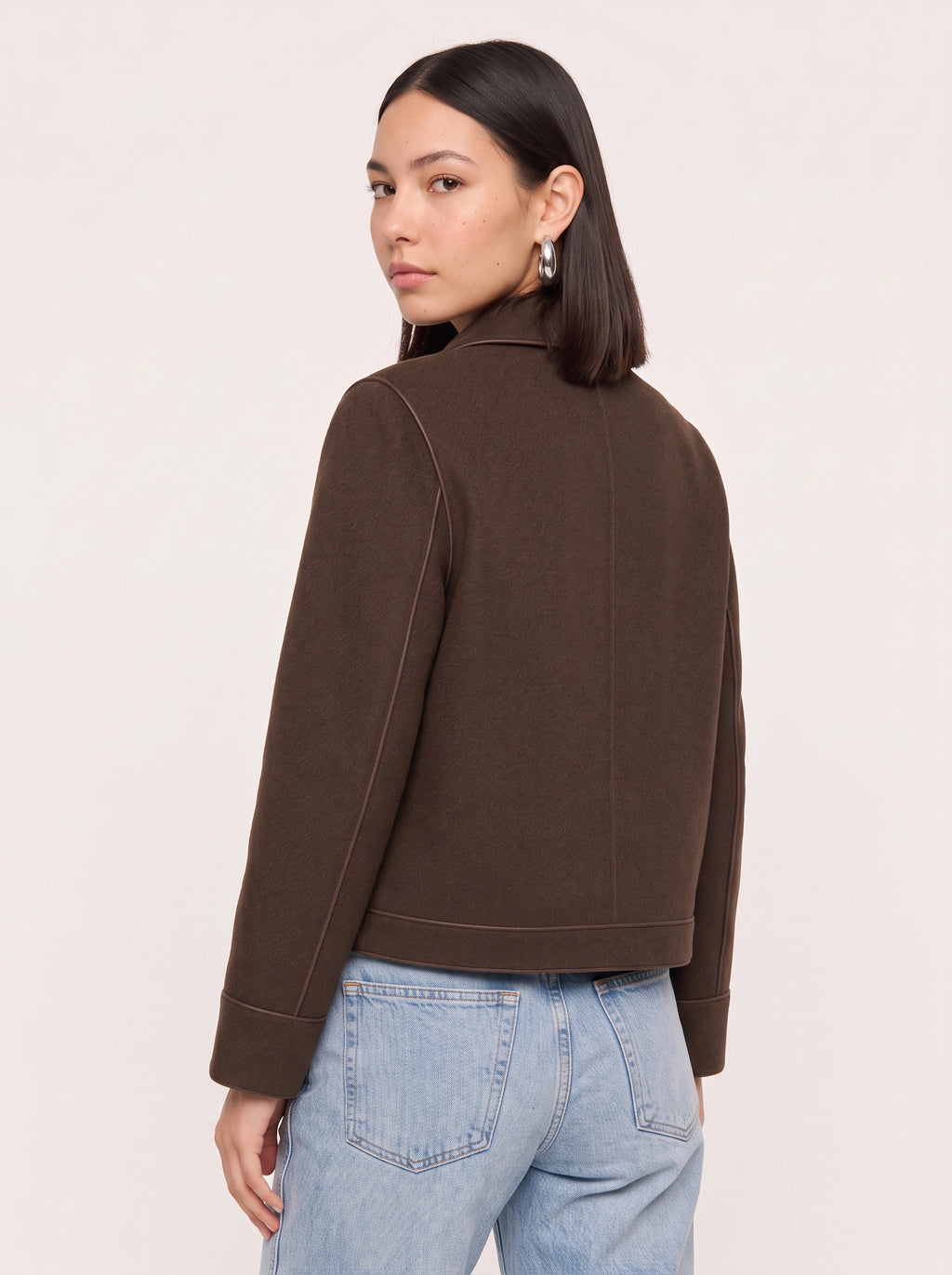 Curvella Collared Crop Jacket – Women Casual Blazer Autumn Workwear Office Tailored Button Front Jacket