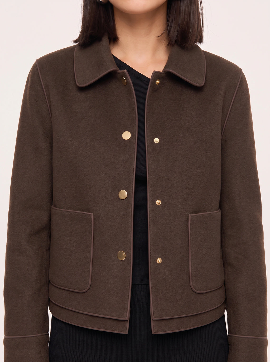 Curvella Collared Crop Jacket – Women Casual Blazer Autumn Workwear Office Tailored Button Front Jacket