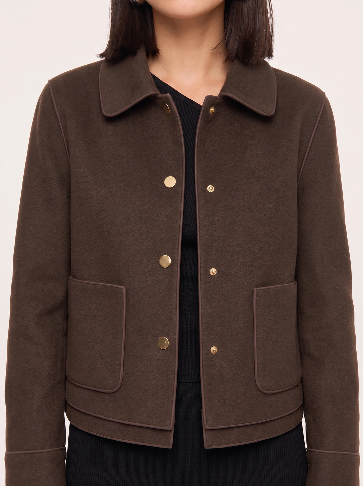 Curvella Collared Crop Jacket – Women Casual Blazer Autumn Workwear Office Tailored Button Front Jacket