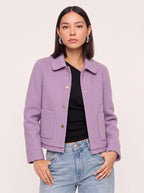 Curvella Collared Crop Jacket – Women Casual Blazer Autumn Workwear Office Tailored Button Front Jacket