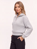 Colwida Oversized Half-Zip Knit Sweater – Chunky Ribbed Jumper Women Fall Casual Streetwear Knitwear