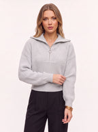 Colwida Oversized Half-Zip Knit Sweater – Chunky Ribbed Jumper Women Fall Casual Streetwear Knitwear