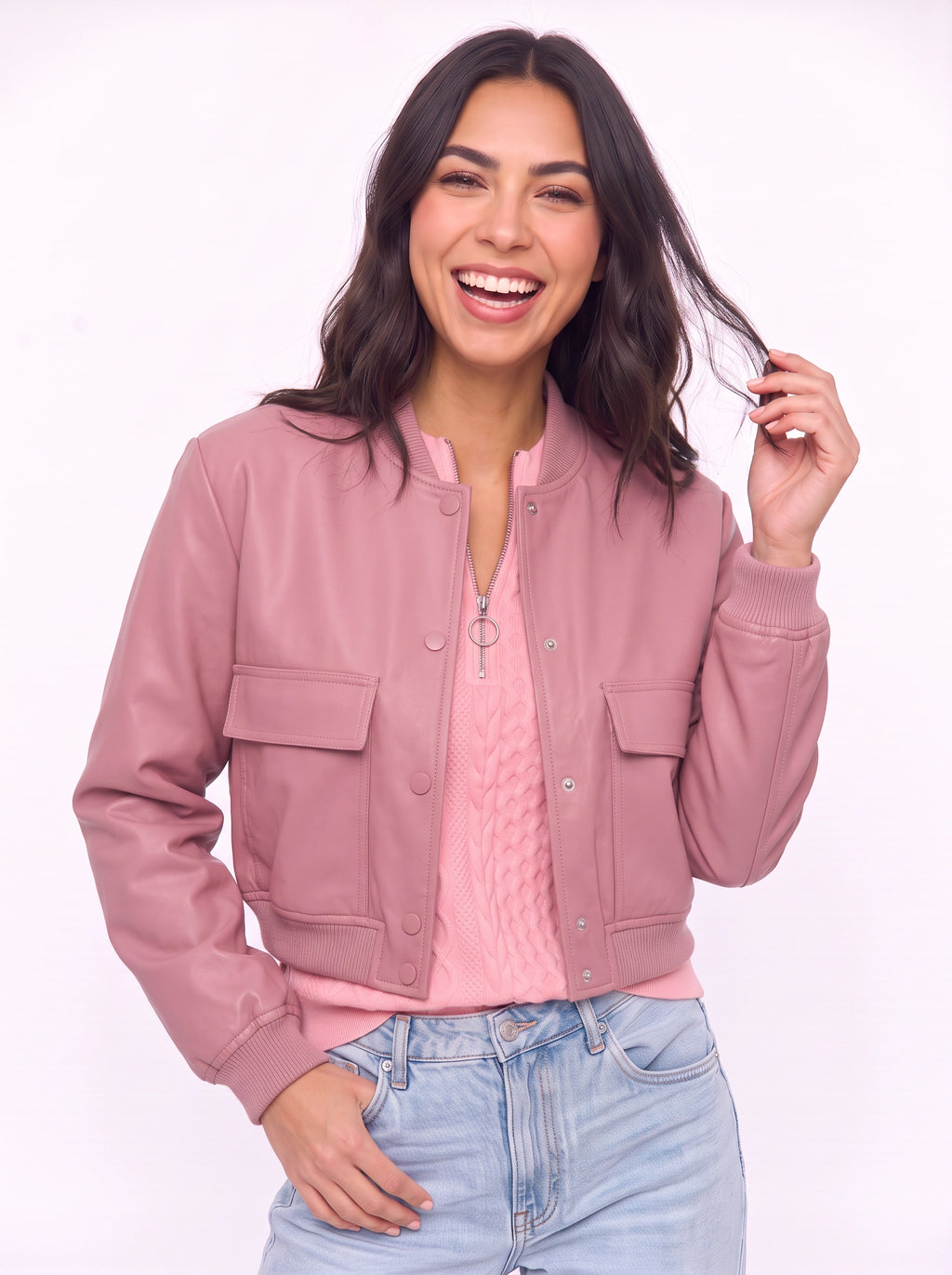 Flaplyn Cropped Bomber Jacket – Snap Front Women Casual Fall Streetwear Utility Bomber Jacket