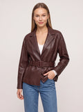 Cuffolla Belted Leather Blazer – Women Tailored Office Jacket Longline Formal Work Blazer