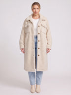 Flapoque Oversized Teddy Coat – Women Longline Fleece Jacket Winter Casual Streetwear Trench Coat