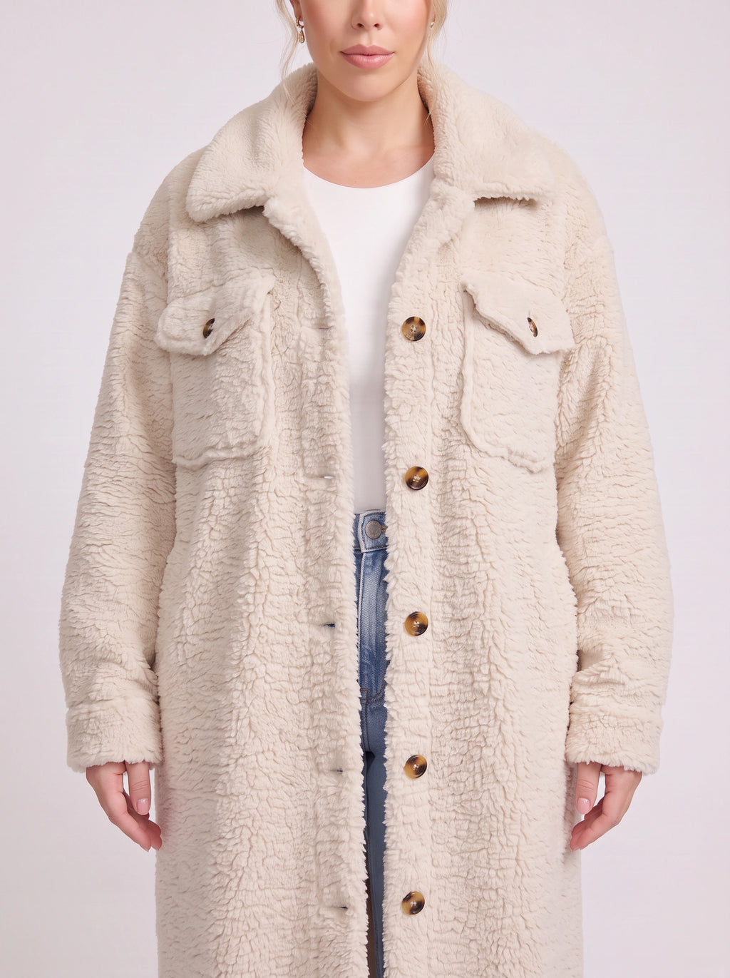 Flapoque Oversized Teddy Coat – Women Longline Fleece Jacket Winter Casual Streetwear Trench Coat