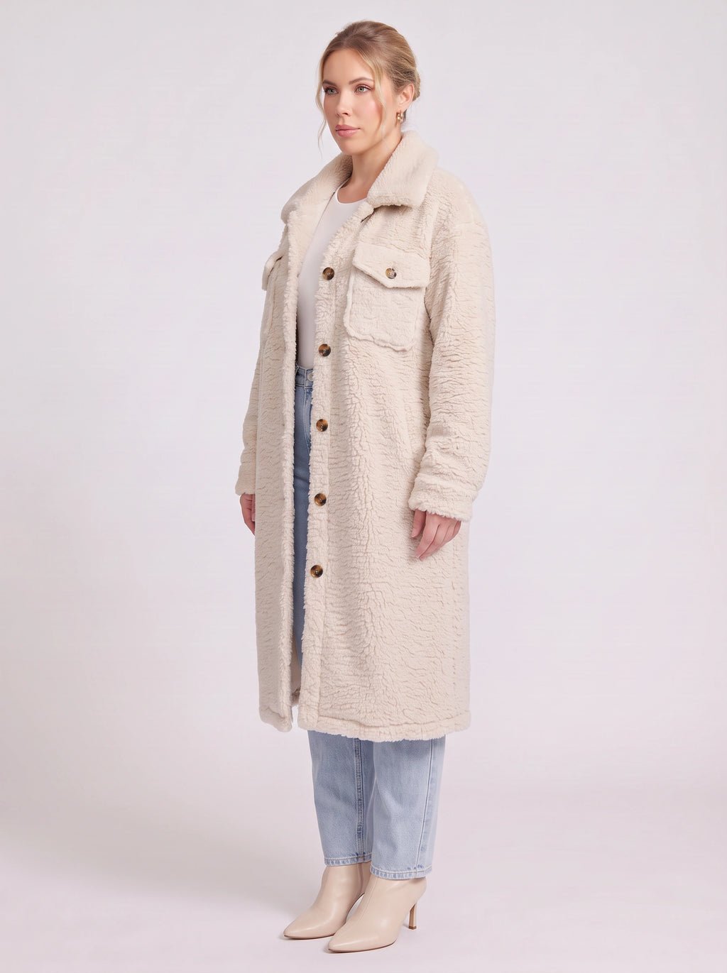 Flapoque Oversized Teddy Coat – Women Longline Fleece Jacket Winter Casual Streetwear Trench Coat