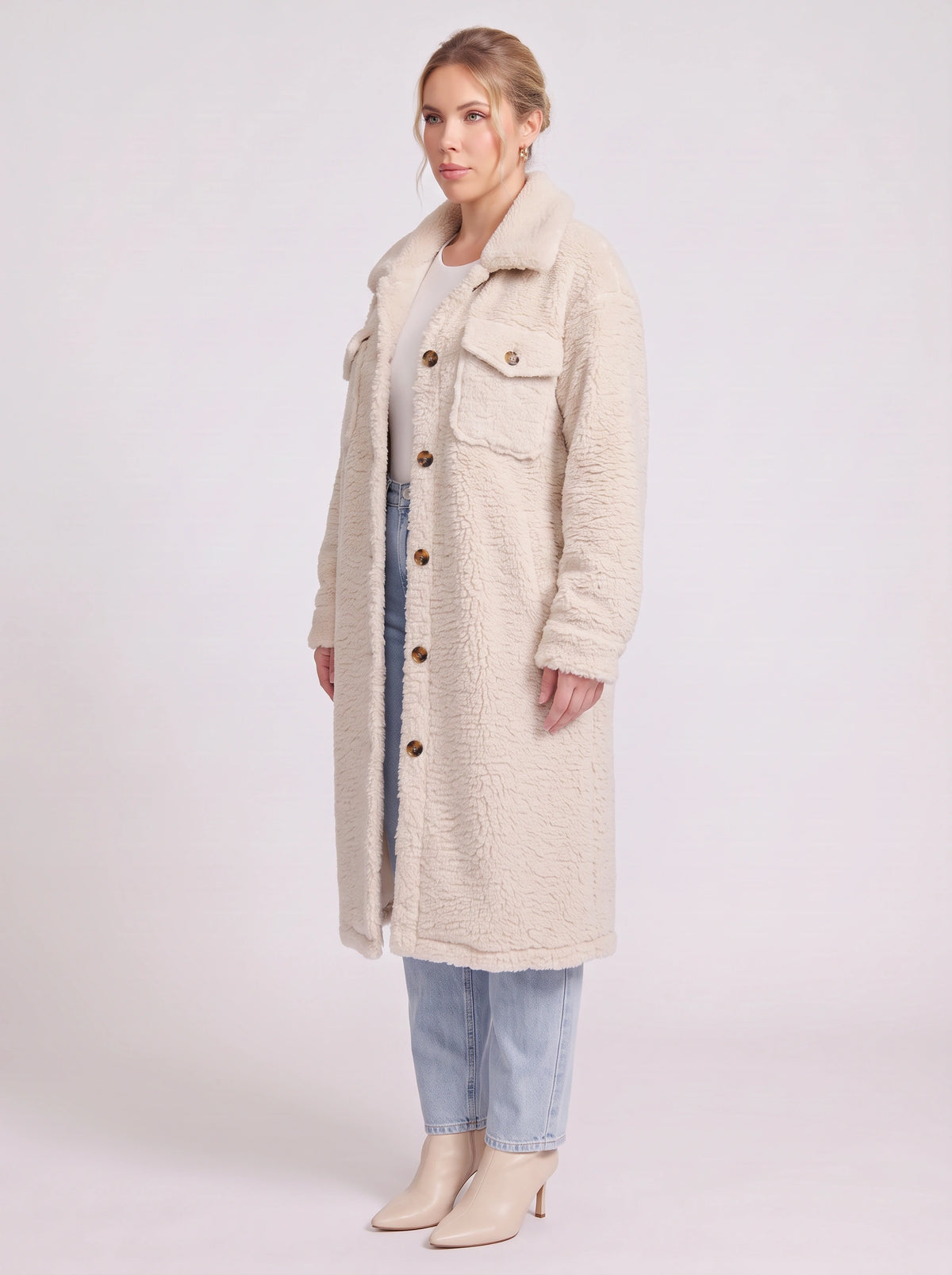 Flapoque Oversized Teddy Coat – Women Longline Fleece Jacket Winter Casual Streetwear Trench Coat