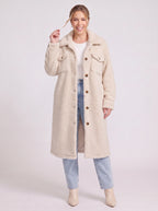 Flapoque Oversized Teddy Coat – Women Longline Fleece Jacket Winter Casual Streetwear Trench Coat
