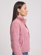 Chunova Ribbed Puffer Jacket – Oversized Zip Front Women Casual Streetwear Corduroy Bomber Jacket