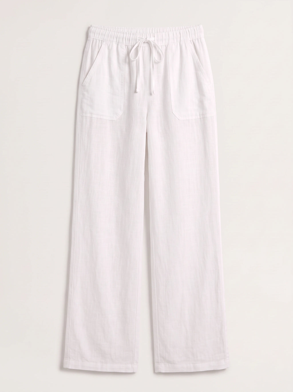 Fladra Relaxed Wide-Leg Linen Trousers – Drawstring Casual Lounge Women Holiday Beach Trousers