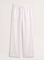 Fladra Relaxed Wide-Leg Linen Trousers – Drawstring Casual Lounge Women Holiday Beach Trousers