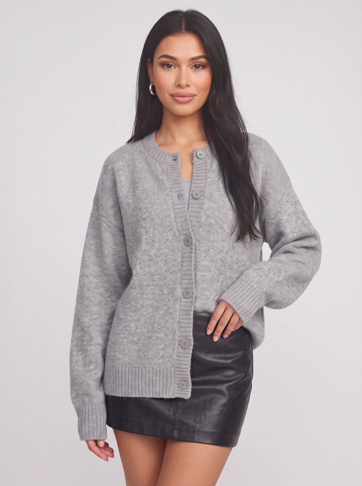 Ribketta Button Front Cardigan – Soft Knit Women Ribbed Cuffs V-Neck Casual Loungewear Knitwear