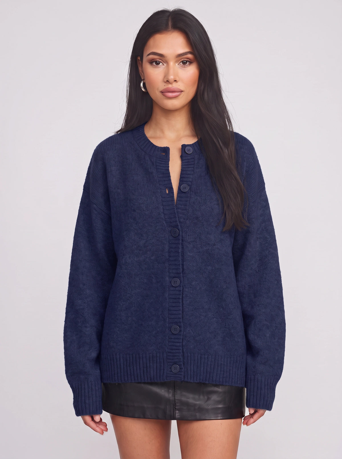 Ribketta Button Front Cardigan – Soft Knit Women Ribbed Cuffs V-Neck Casual Loungewear Knitwear