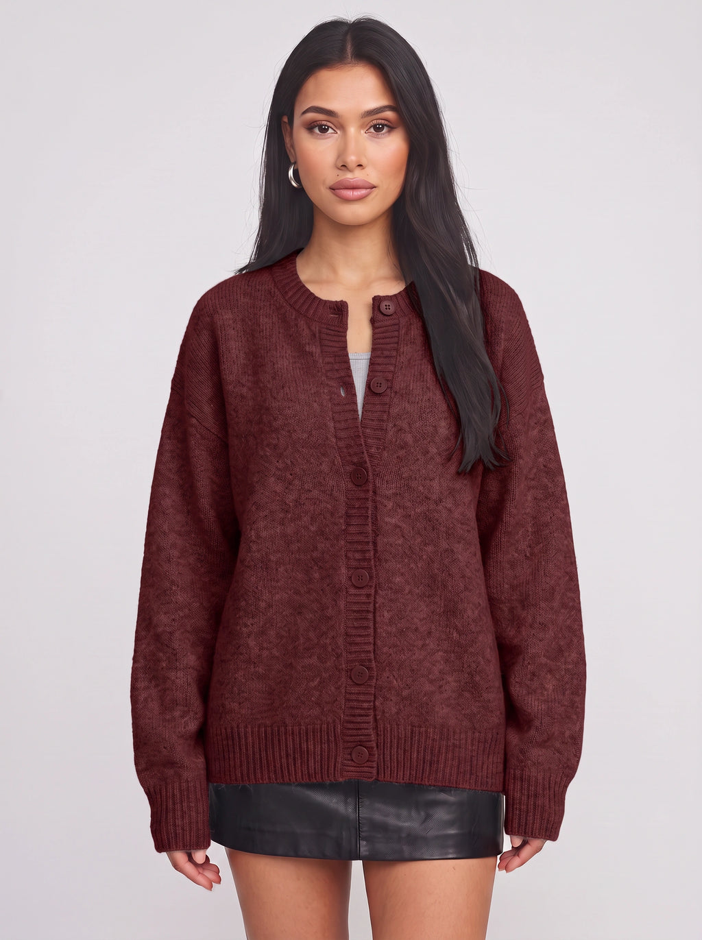 Ribketta Button Front Cardigan – Soft Knit Women Ribbed Cuffs V-Neck Casual Loungewear Knitwear