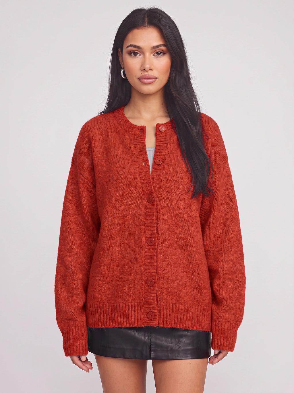 Ribketta Button Front Cardigan – Soft Knit Women Ribbed Cuffs V-Neck Casual Loungewear Knitwear