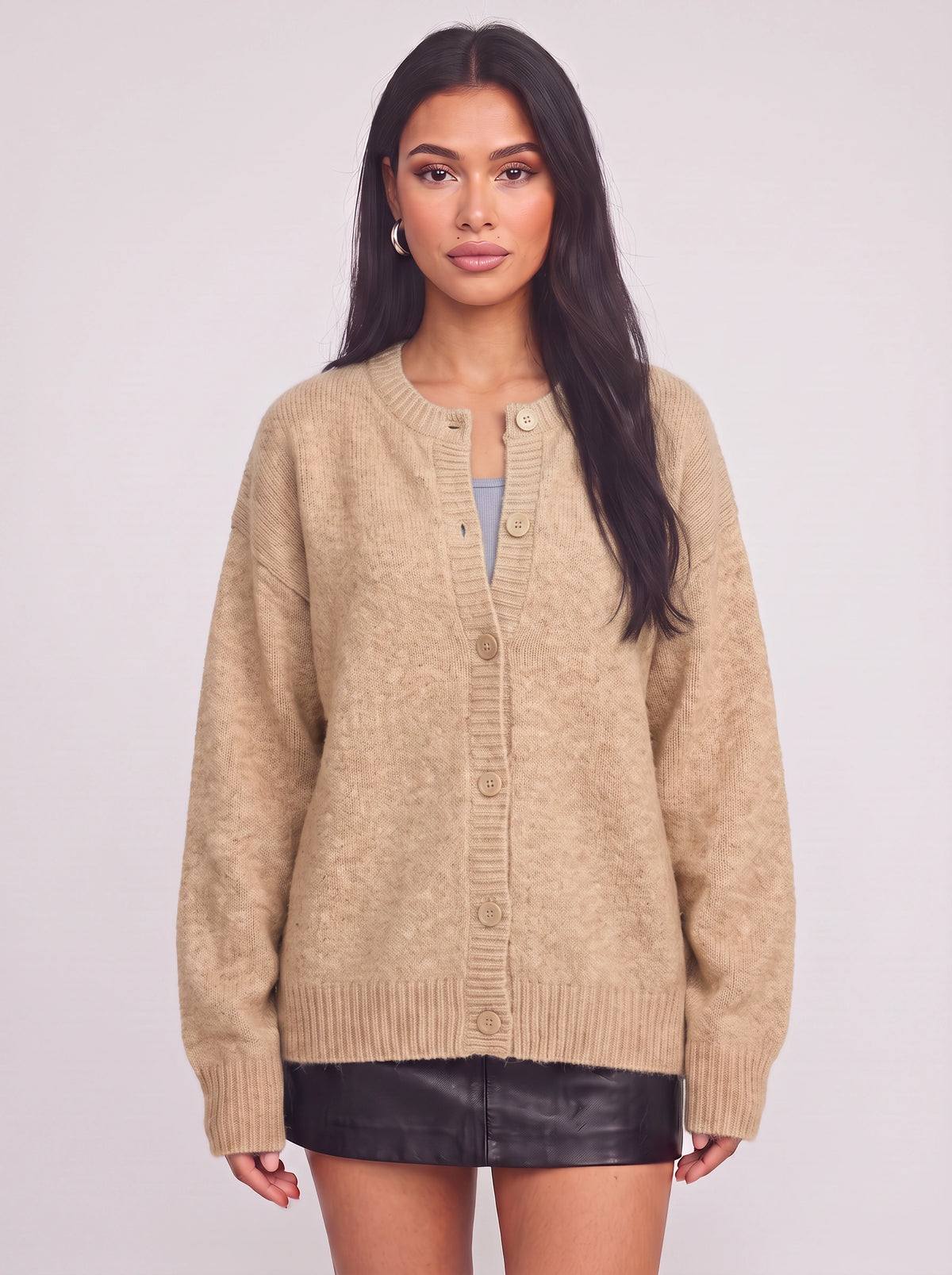 Ribketta Button Front Cardigan – Soft Knit Women Ribbed Cuffs V-Neck Casual Loungewear Knitwear