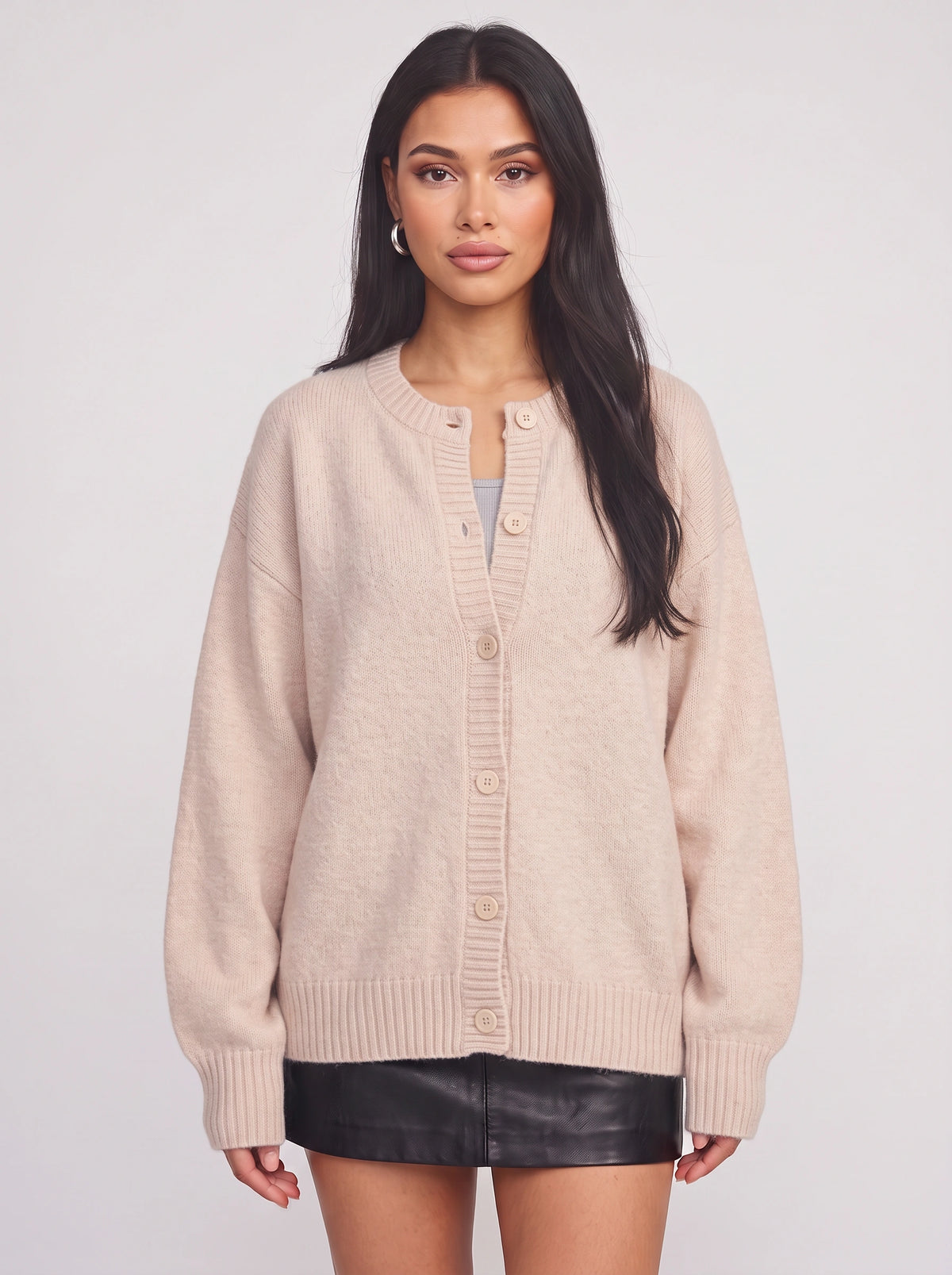 Ribketta Button Front Cardigan – Soft Knit Women Ribbed Cuffs V-Neck Casual Loungewear Knitwear