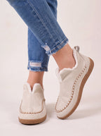 Scalvyn Shearling-Lined Ankle Boots – Women Faux Suede Slip-On Flat Casual Cosy Autumn Winter Ankle Boots