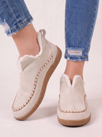 Scalvyn Shearling-Lined Ankle Boots – Women Faux Suede Slip-On Flat Casual Cosy Autumn Winter Ankle Boots