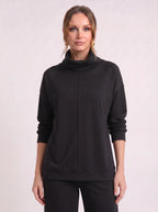 Funel Cowl Neck Wide-Leg Lounge Set – Oversized Jumper Tracksuit Women Casual Loungewear Co-Ord Set