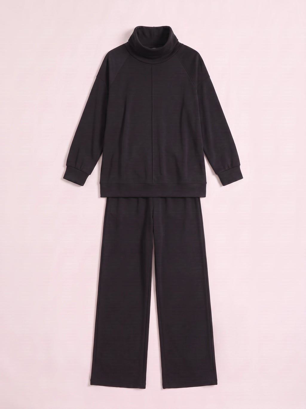 Funel Cowl Neck Wide-Leg Lounge Set – Oversized Jumper Tracksuit Women Casual Loungewear Co-Ord Set