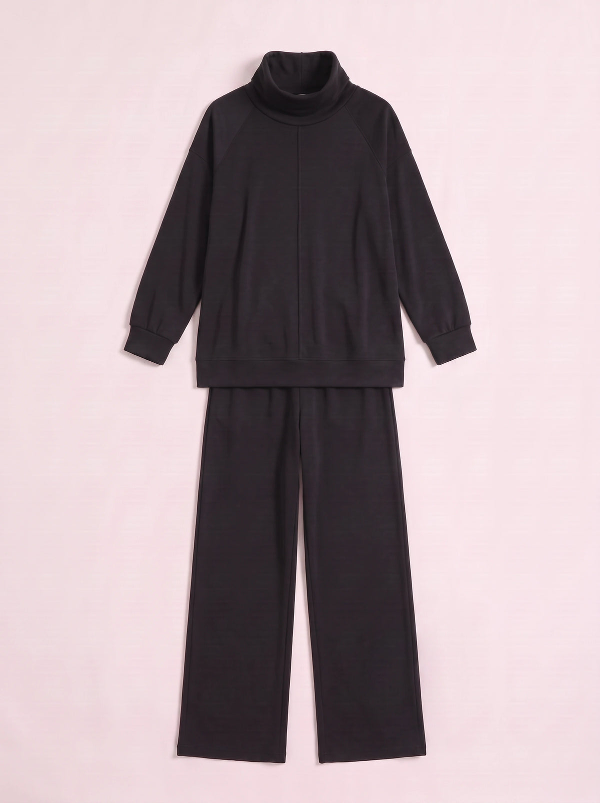 Funel Cowl Neck Wide-Leg Lounge Set – Oversized Jumper Tracksuit Women Casual Loungewear Co-Ord Set