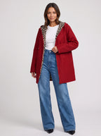 Revopard Reversible Hooded Longline Coat – Wool Blend Women Winter Outerwear Casual Office Longline Coat