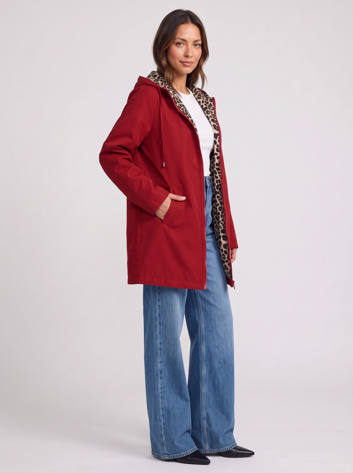 Revopard Reversible Hooded Longline Coat – Wool Blend Women Winter Outerwear Casual Office Longline Coat