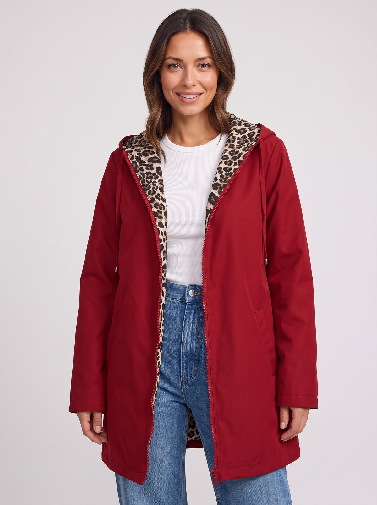 Revopard Reversible Hooded Longline Coat – Wool Blend Women Winter Outerwear Casual Office Longline Coat