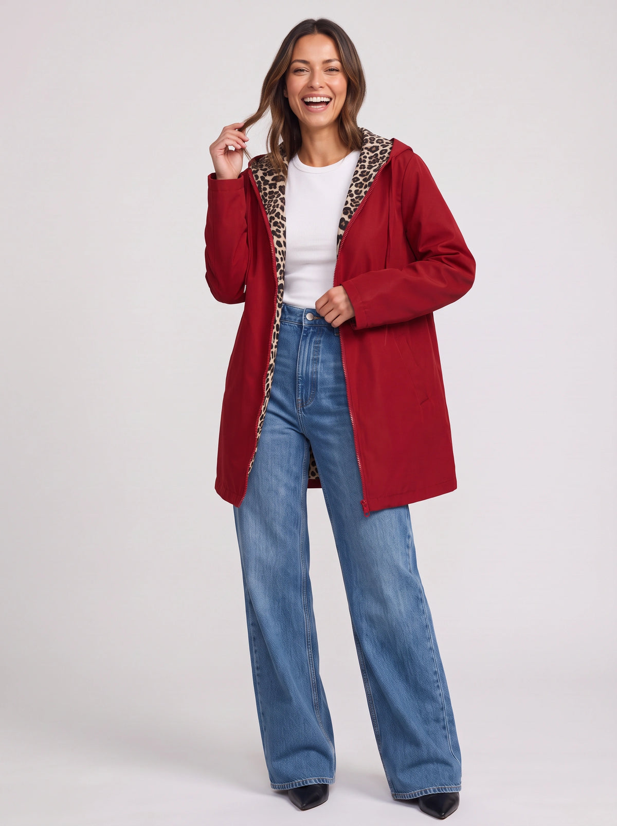 Revopard Reversible Hooded Longline Coat – Wool Blend Women Winter Outerwear Casual Office Longline Coat