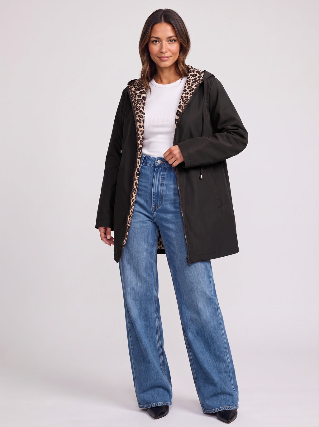 Revopard Reversible Hooded Longline Coat – Wool Blend Women Winter Outerwear Casual Office Longline Coat