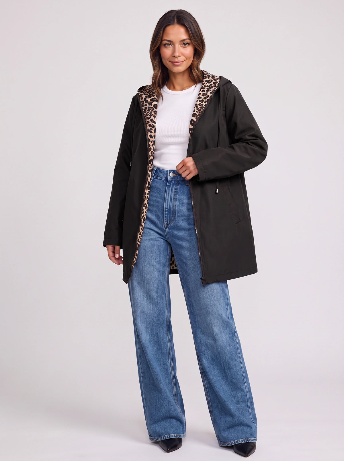 Revopard Reversible Hooded Longline Coat – Wool Blend Women Winter Outerwear Casual Office Longline Coat