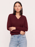 Blouhem Relaxed V-Neck Knit Jumper – Women Casual Autumn Longline Knitwear Oversized Sweater Top