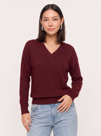 Blouhem Relaxed V-Neck Knit Jumper – Women Casual Autumn Longline Knitwear Oversized Sweater Top