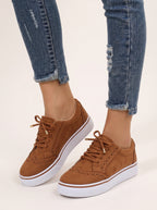Wingesta Lace-Up Platform Trainers – Wingtip Brogue Women Casual Streetwear Everyday Flatform Trainers