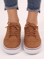 Wingesta Lace-Up Platform Trainers – Wingtip Brogue Women Casual Streetwear Everyday Flatform Trainers