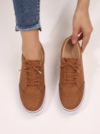 Wingesta Lace-Up Platform Trainers – Wingtip Brogue Women Casual Streetwear Everyday Flatform Trainers