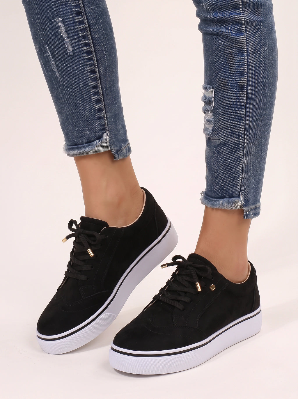 Wingesta Lace-Up Platform Trainers – Wingtip Brogue Women Casual Streetwear Everyday Flatform Trainers