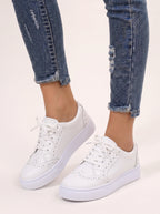 Wingesta Lace-Up Platform Trainers – Wingtip Brogue Women Casual Streetwear Everyday Flatform Trainers