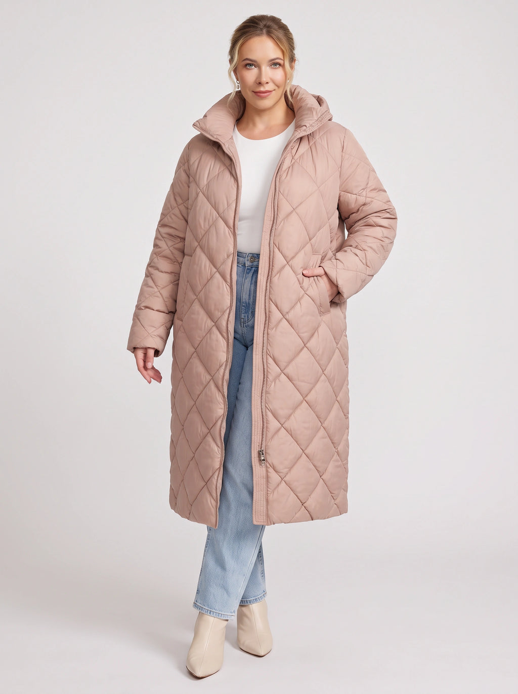 Latiqua Quilted Longline Coat – Padded Jacket Women Ladies Hooded Winter Warm Outerwear Long Coat