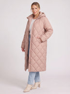 Latiqua Quilted Longline Coat – Padded Jacket Women Ladies Hooded Winter Warm Outerwear Long Coat