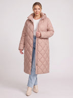 Latiqua Quilted Longline Coat – Padded Jacket Women Ladies Hooded Winter Warm Outerwear Long Coat