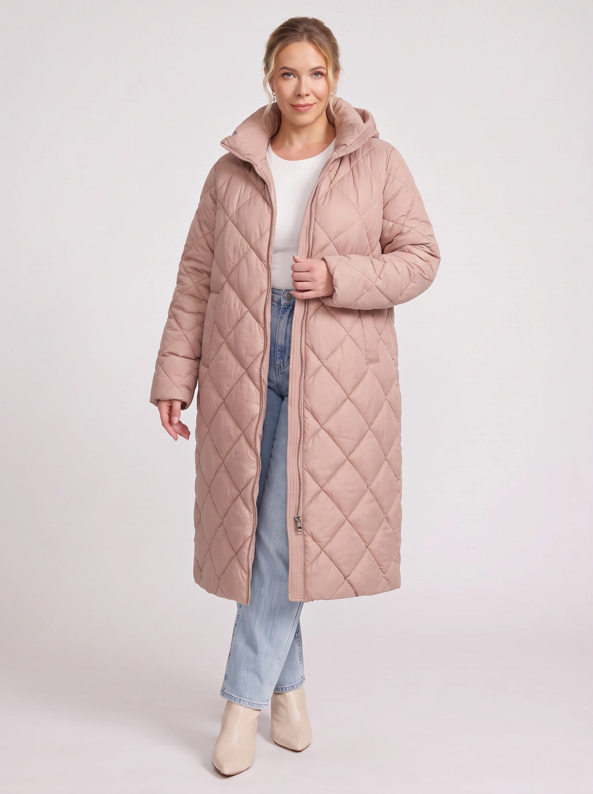 Latiqua Quilted Longline Coat – Padded Jacket Women Ladies Hooded Winter Warm Outerwear Long Coat